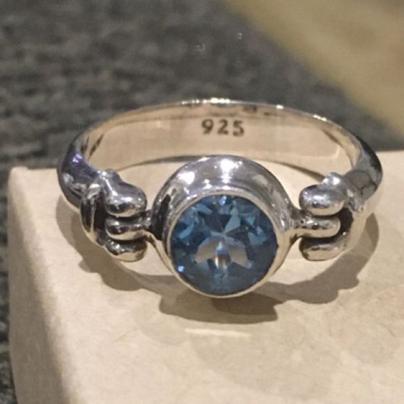 Sterling Silver Blue Spinel Solitaire Ring Sz 7.25 - Picture 4 of 7